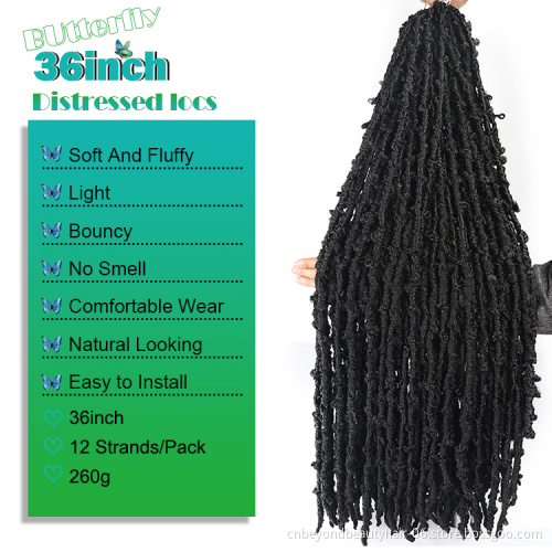 wholesale 14inch 24inch 36 inch Butterfly Locs Nu Distressed Butterfly Locs Nu Soft Locs Crochet Hair